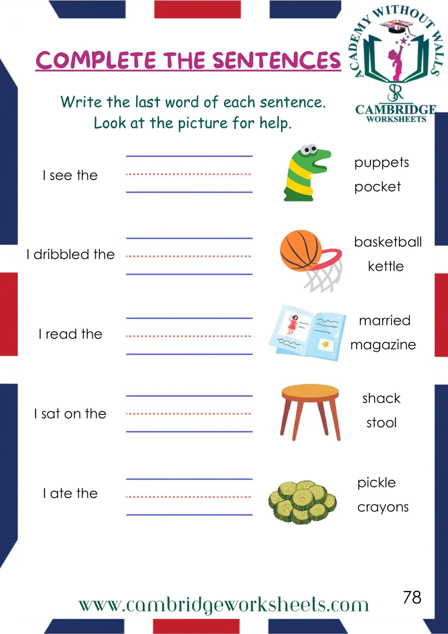 Grade 1 Reading Comprehension Pack Contents Page 21 – Cambridge Worksheets