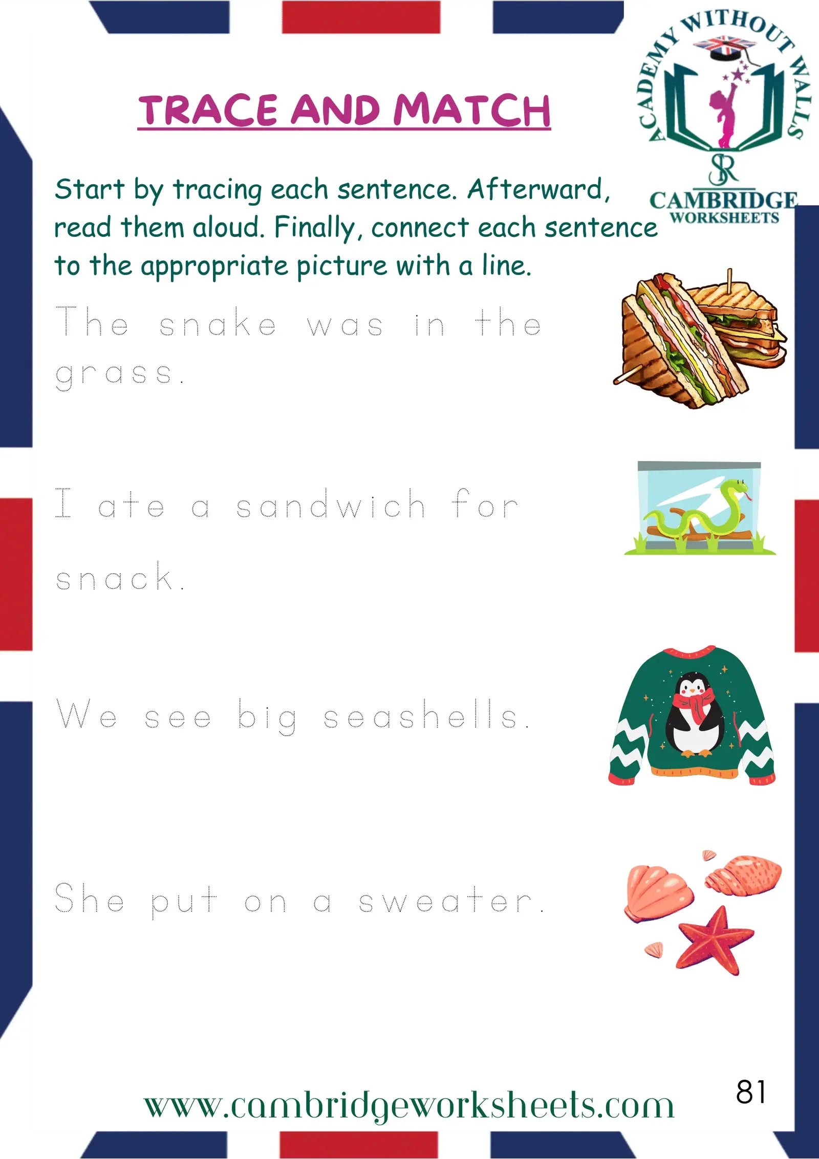 Grade 1 Reading Comprehension Pack Contents Page 22 – Cambridge Worksheets