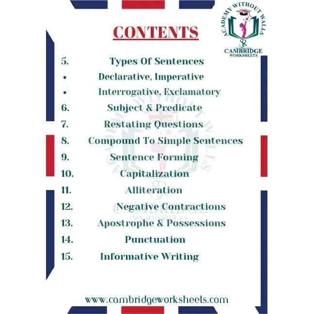 Grade 2 grammar worksheets for Cambridge students