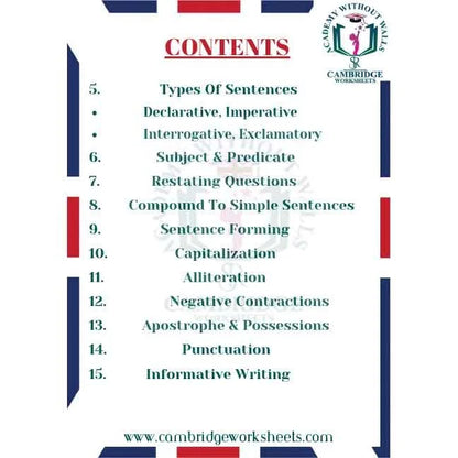 Grade 2 grammar worksheets for Cambridge students