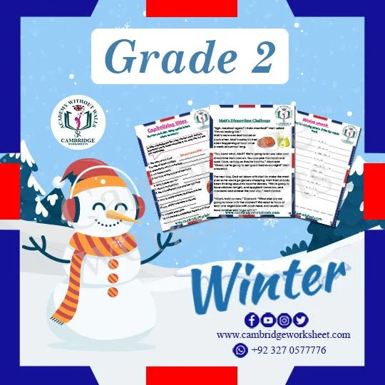 Grade 2 Winter Pack with printed holiday learning worksheets