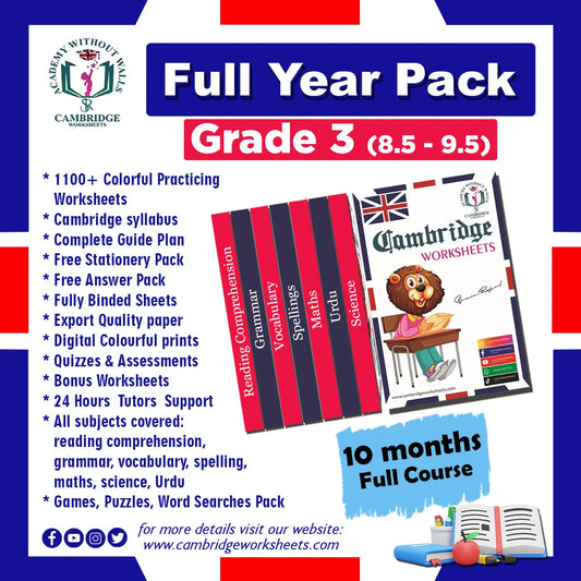 Grade 3 Full Year Learning Pack Cambridge printed worksheets