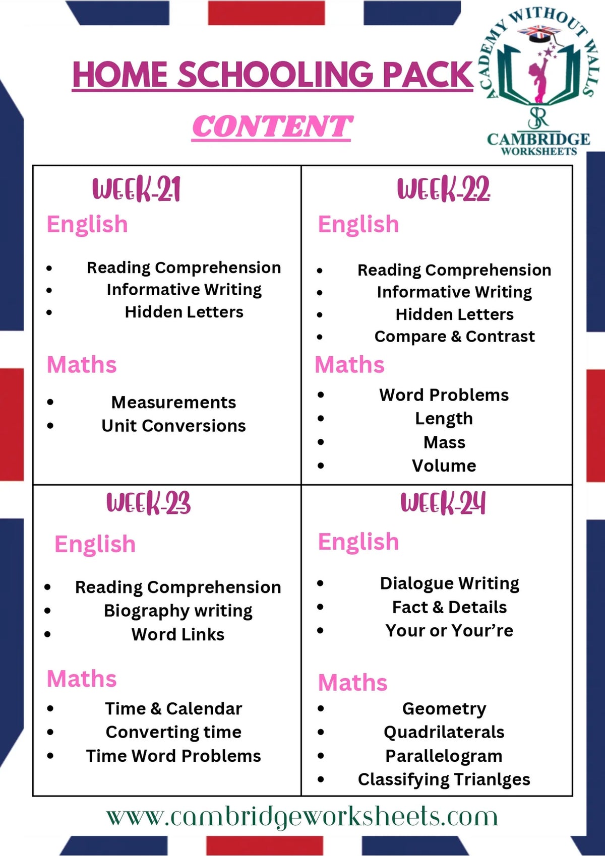 Grade 3 Math's and Science printed worksheets for home schooling