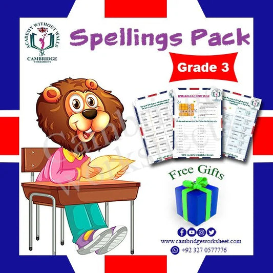 Grade 3 Spellings Pack Cambridge printed worksheets