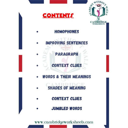 Grade 3 vocabulary practice worksheets for Cambridge students