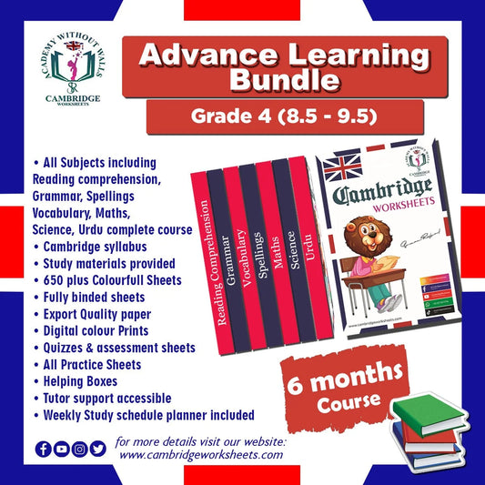Grade 4 Advance Learning Bundle with printed educational worksheets