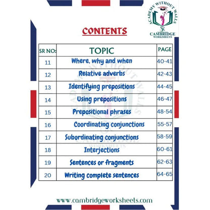 Printed Grade 4 English grammar practice worksheets
