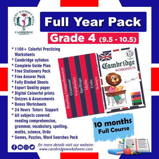 Grade 4 Full Year Pack with printed educational worksheets