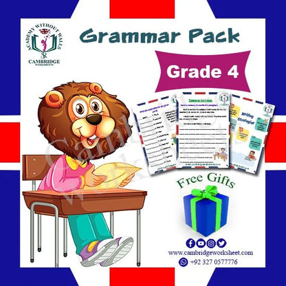 Grade 4 Grammar Pack with printed English grammar worksheets