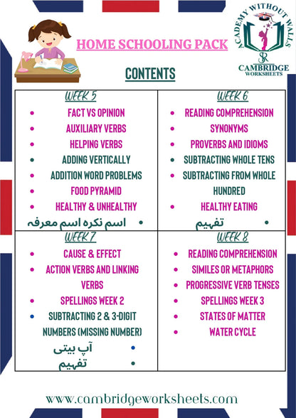 Printed Grade 4 home education worksheets for students