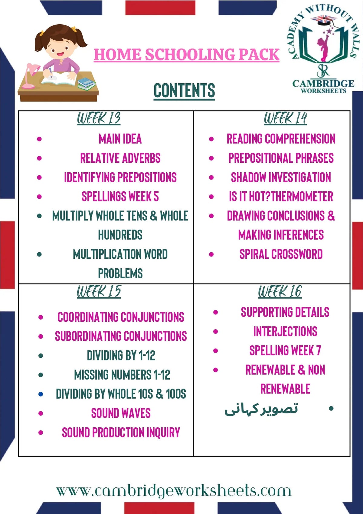 Complete Grade 4 homeschooling pack with printed study materials