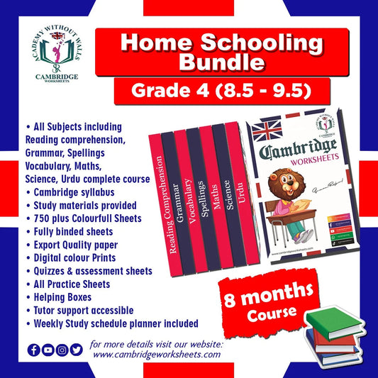 Grade 4 Home Schooling Bundle with printed educational worksheets