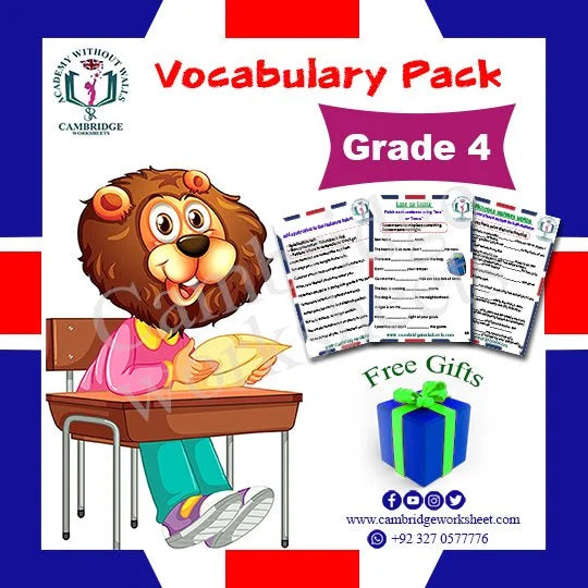 Grade 4 Vocabulary Pack with printed English vocabulary worksheets