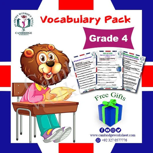 Grade 4 Vocabulary Pack with printed English vocabulary worksheets