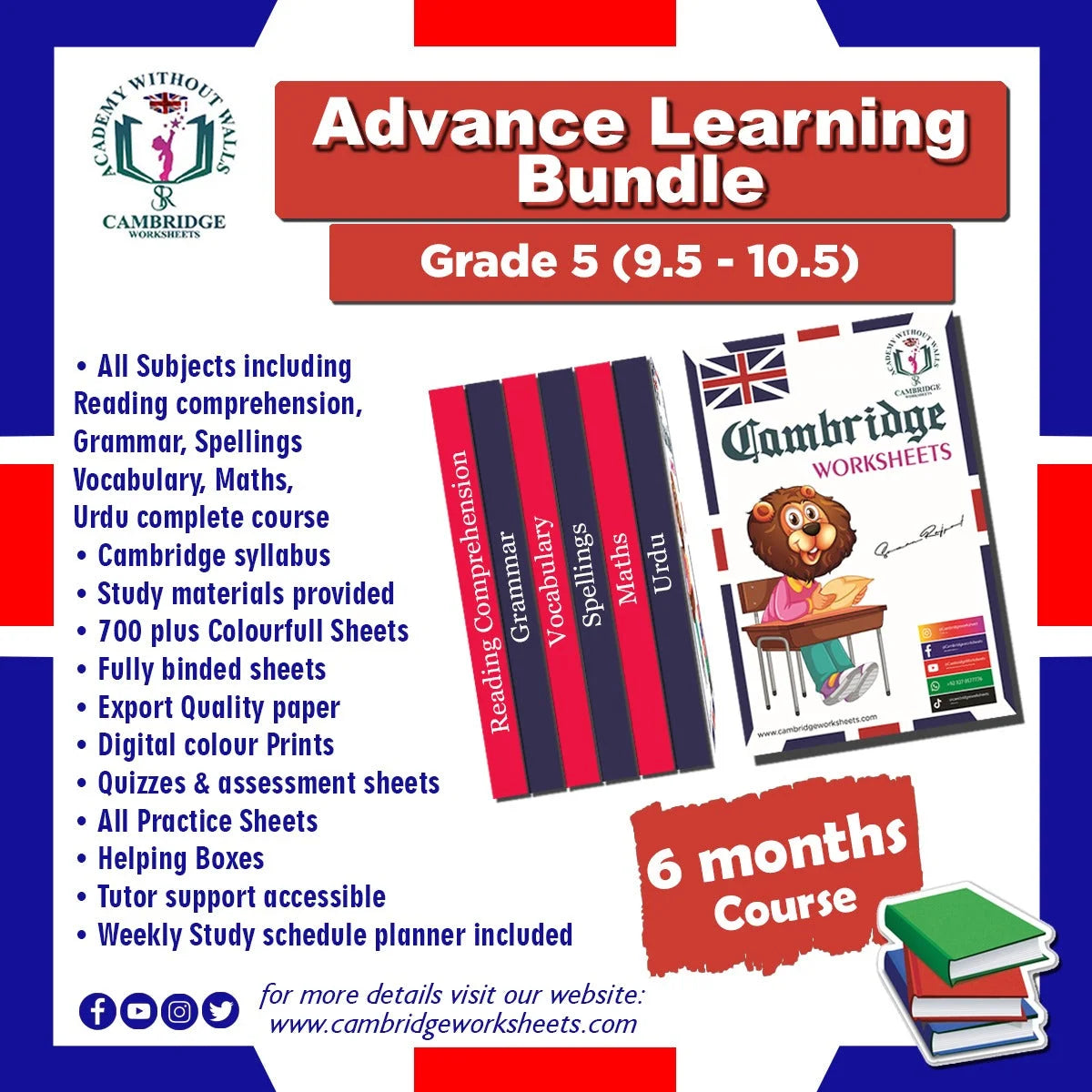 Grade 5 Advance Learning Bundle with printed educational worksheets