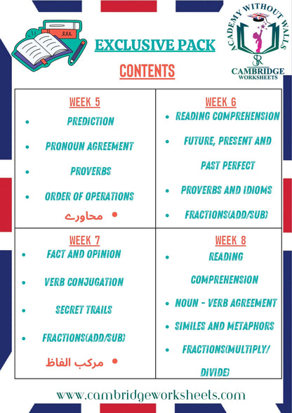 Printed Grade 5 advanced learning worksheets for students