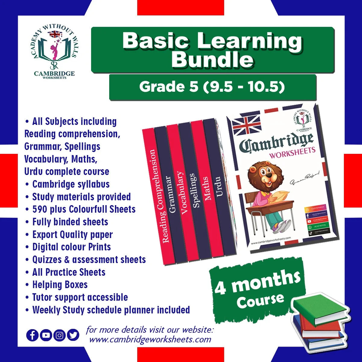 Grade 5 Basic Learning Bundle with printed educational worksheets