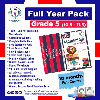 Grade 5 Full Year Pack with printed educational worksheets