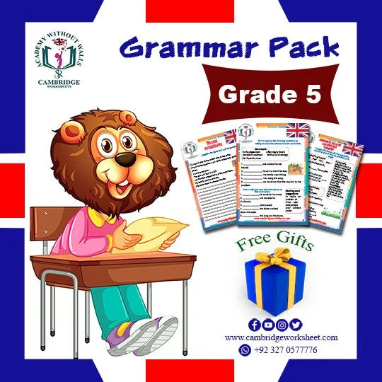 Grade 5 Grammar Pack with printed English grammar worksheets