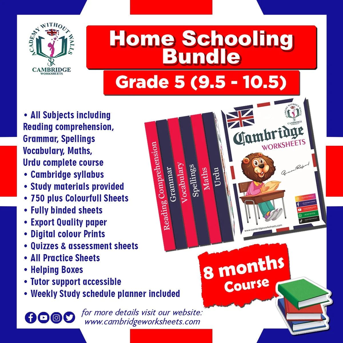 Grade 5 Home Schooling Bundle with printed educational worksheets