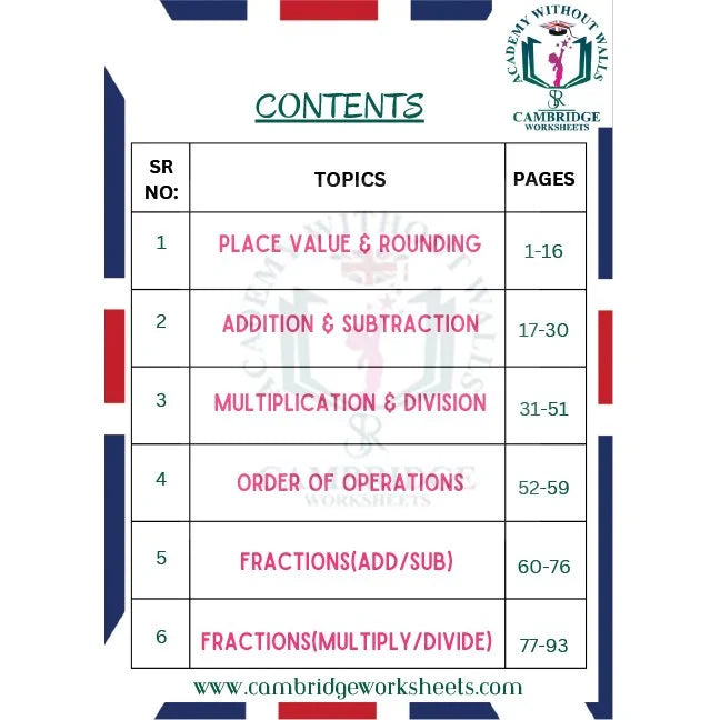 Grade 5 math workbook for primary school students