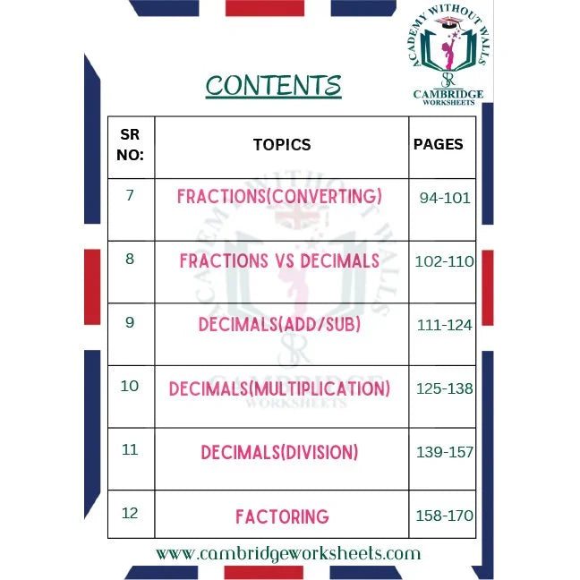 Printed Grade 5 math practice worksheets