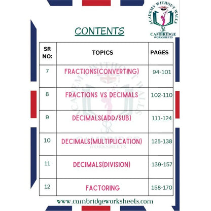 Printed Grade 5 math practice worksheets
