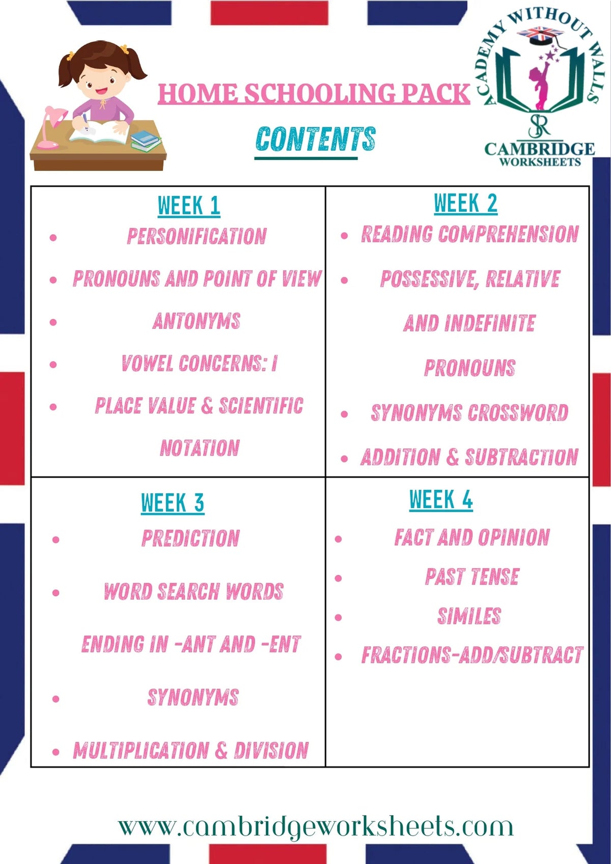 Grade 6 home learning worksheet bundle