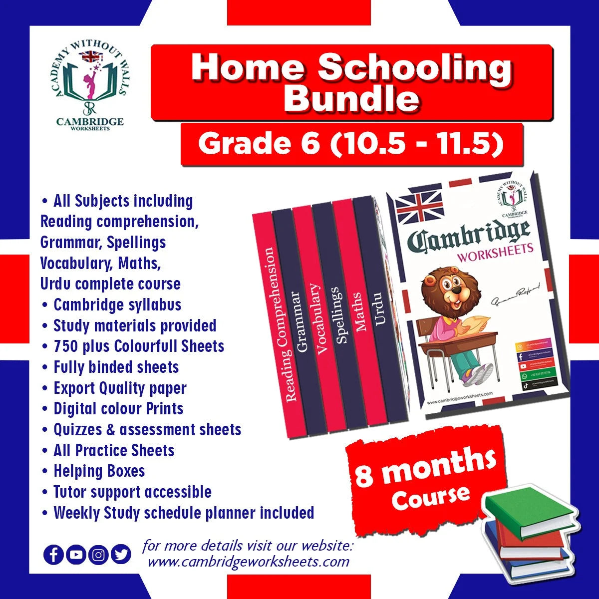 Grade 6 Home Schooling Bundle with printed worksheets
