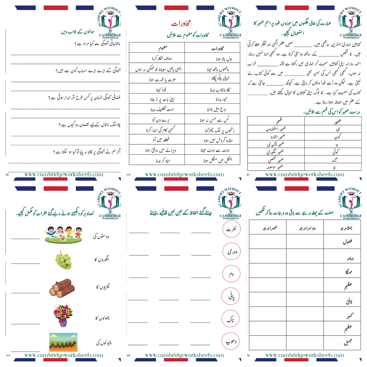 Grade 8 Urdu workbook for language practice