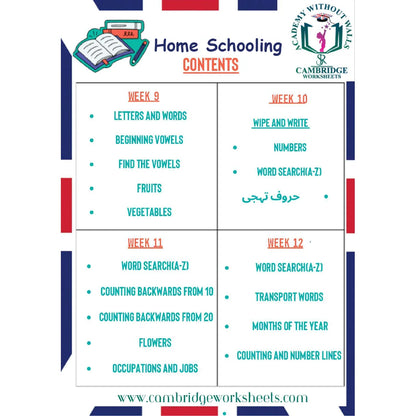 Home Schooling Bundle KG1 Nursery Contents Page 3 – Cambridge Worksheets