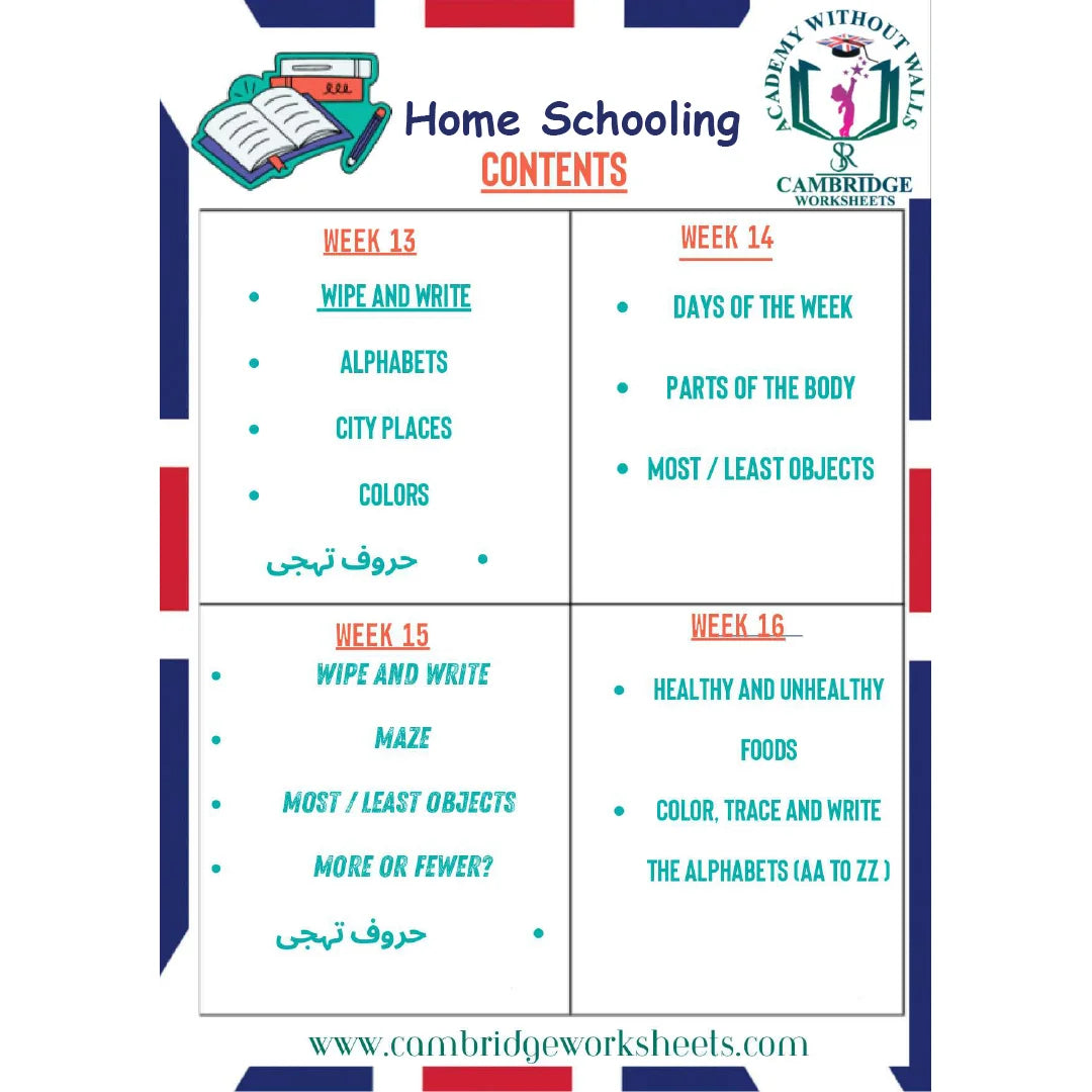 Home Schooling Bundle KG1 Nursery Contents Page 3 – Cambridge Worksheets