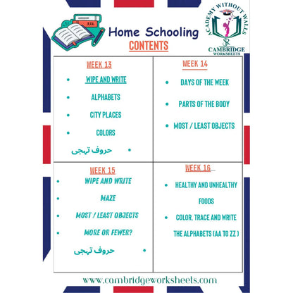 Home Schooling Bundle KG1 Nursery Contents Page 3 – Cambridge Worksheets