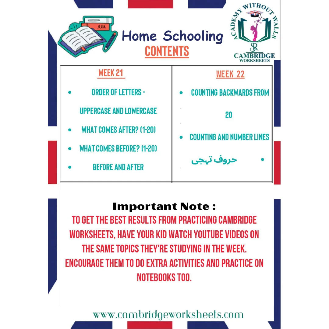 Home Schooling Bundle KG1 Nursery Contents Page 6 – Cambridge Worksheets
