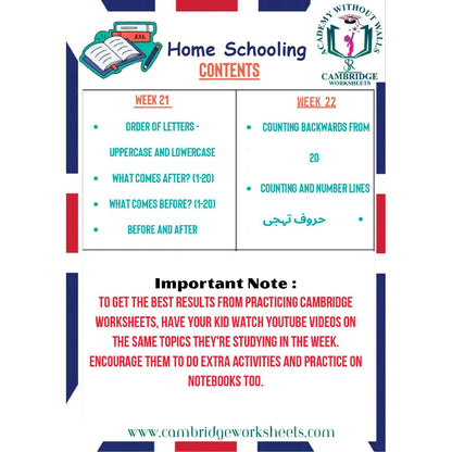 Home Schooling Bundle KG1 Nursery Contents Page 6 – Cambridge Worksheets