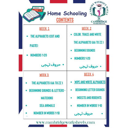 Home Schooling Bundle KG1 Nursery Contents Page 1 – Cambridge Worksheets