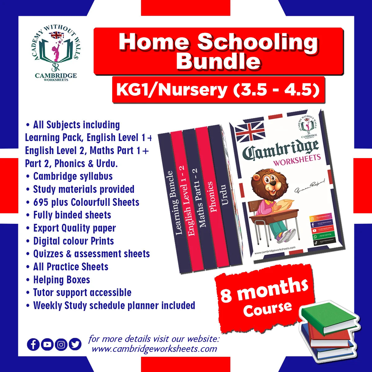 Home Schooling Bundle KG1 Nursery – Cambridge Worksheets Pakistan 