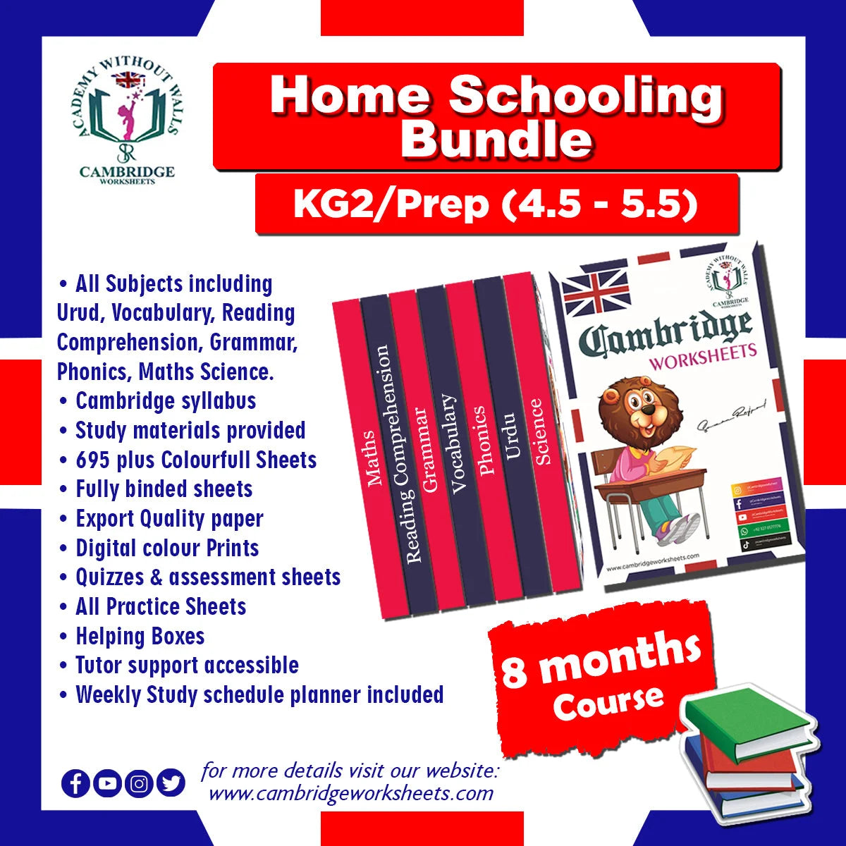 Home Schooling Bundle for KG2 Prep – Cambridge Worksheets