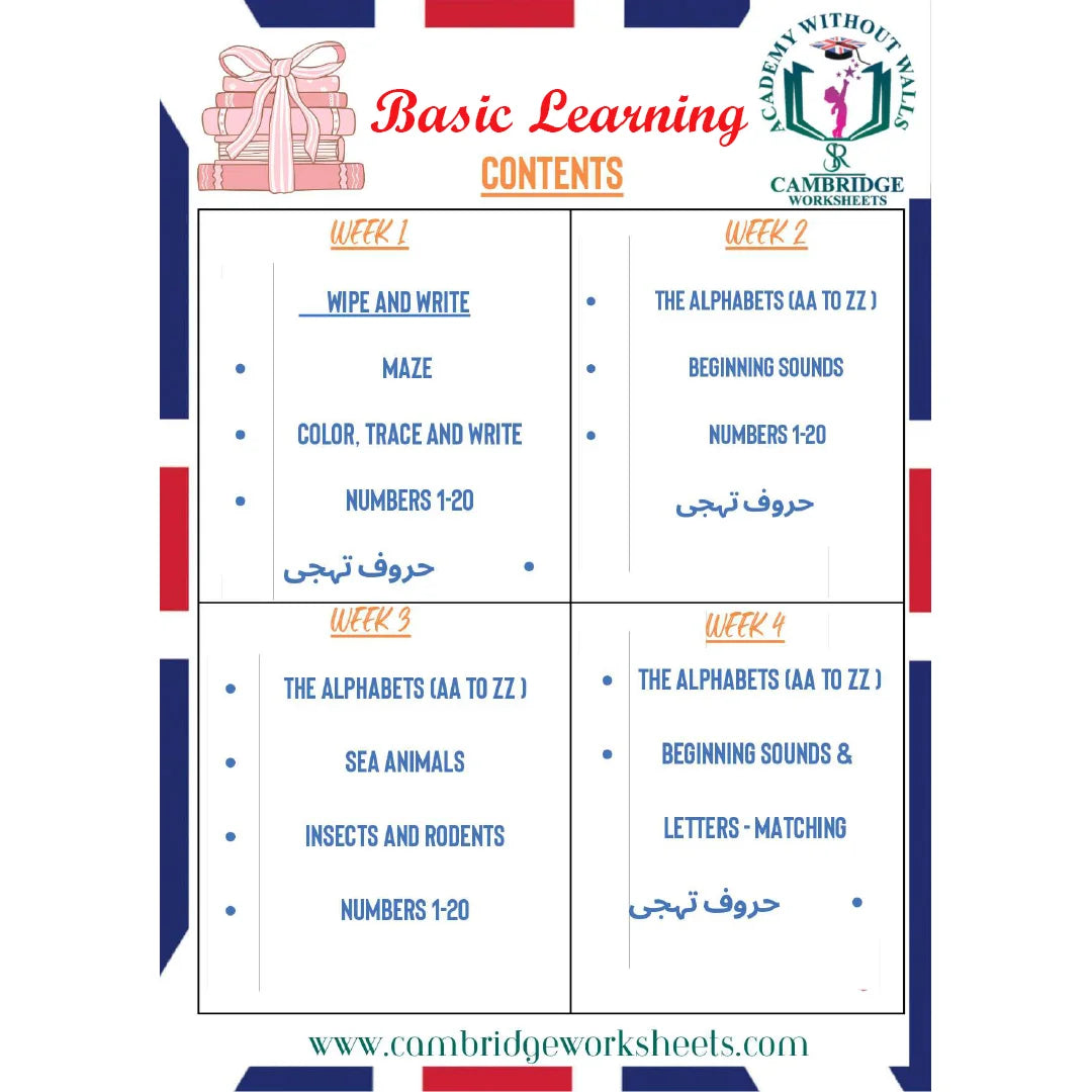 KG1 Nursery Basic Learning Bundle – Cambridge Worksheets Pakistan