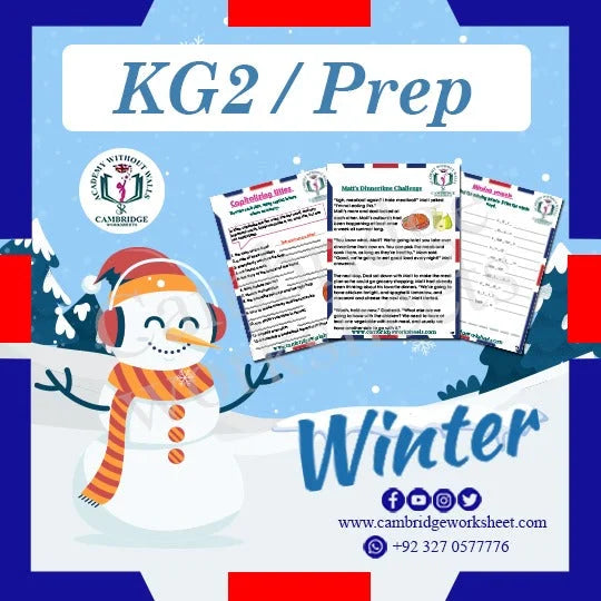 KG2 Prep Winter Pack with printed learning worksheets