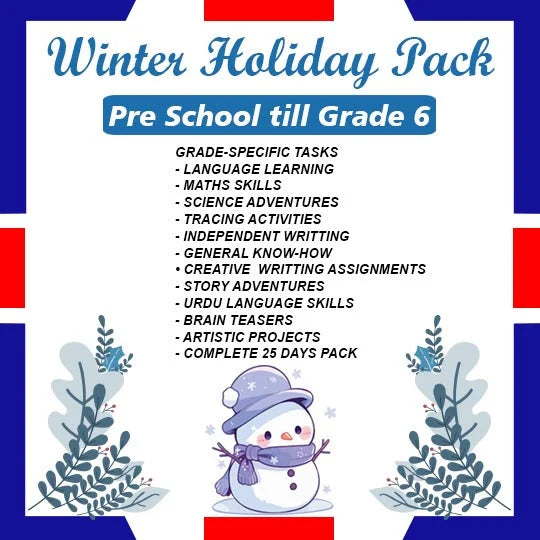 Winter learning workbook for KG2 and Prep students