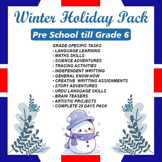 Winter learning workbook for KG2 and Prep students