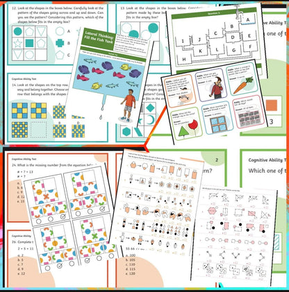 Kids brain training workbook with logic puzzles and memory games