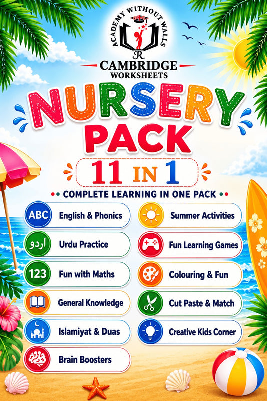 Nursery Pack 11 in 1 printed learning workbook for preschool students