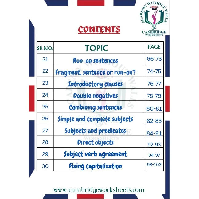 Printed Grade 4 English grammar practice worksheets