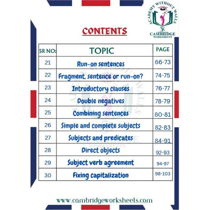 Printed Grade 4 English grammar practice worksheets