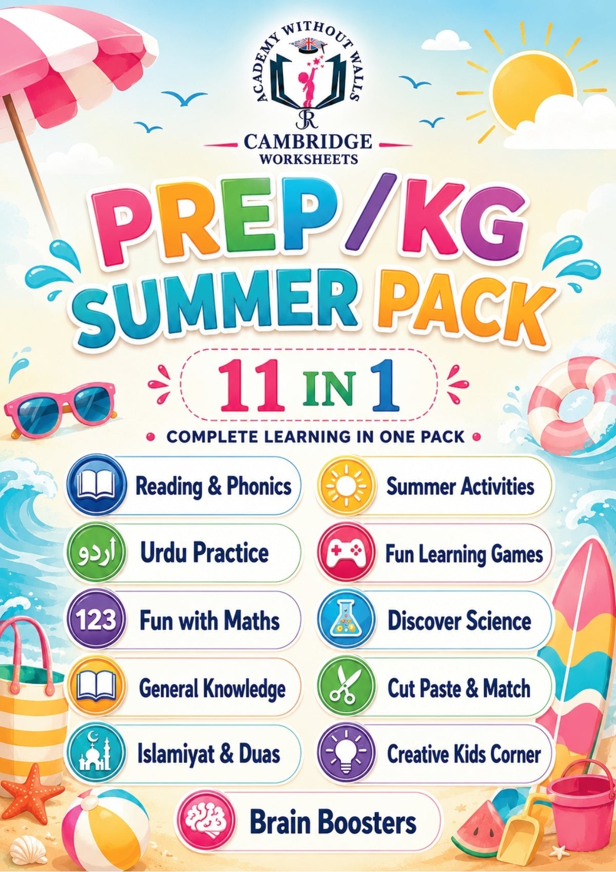 Summer Booklet Prep KG2 printed learning worksheets