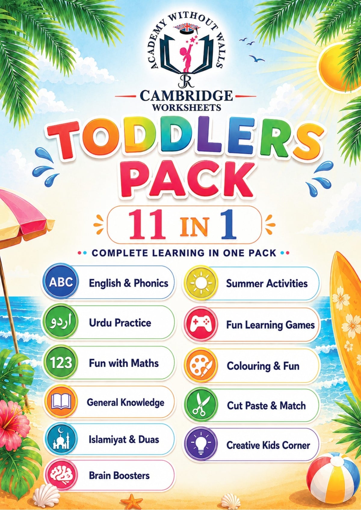 Summer Booklet Toddlers printed learning worksheets for preschool children