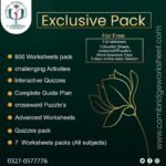 exclusive pack work sheets