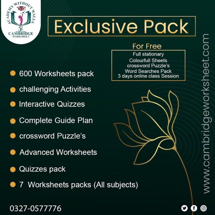 exclusive pack work sheets